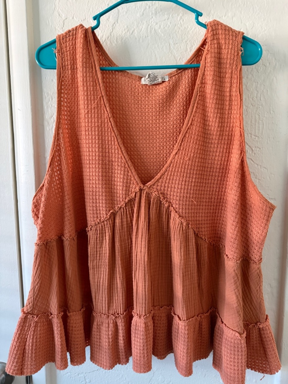Maurices Coral Tiered Waffle Knit Tank Top